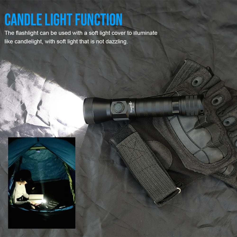 Trustfire E5 linterna LED con zoom 1350LM 450M lámpara táctica del ejército potente Usb tipo C carga recargable 18650 luces de antorcha - imagen 4