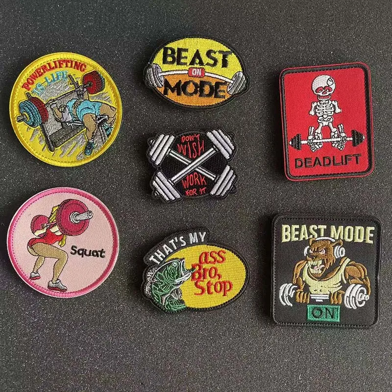Modo de bestia, animales divertidos, mancuernas, Fitness, levantamiento de energía, parches de mochila táctica para sarga, apliques de ropa, insignia de moral bordada - imagen 3