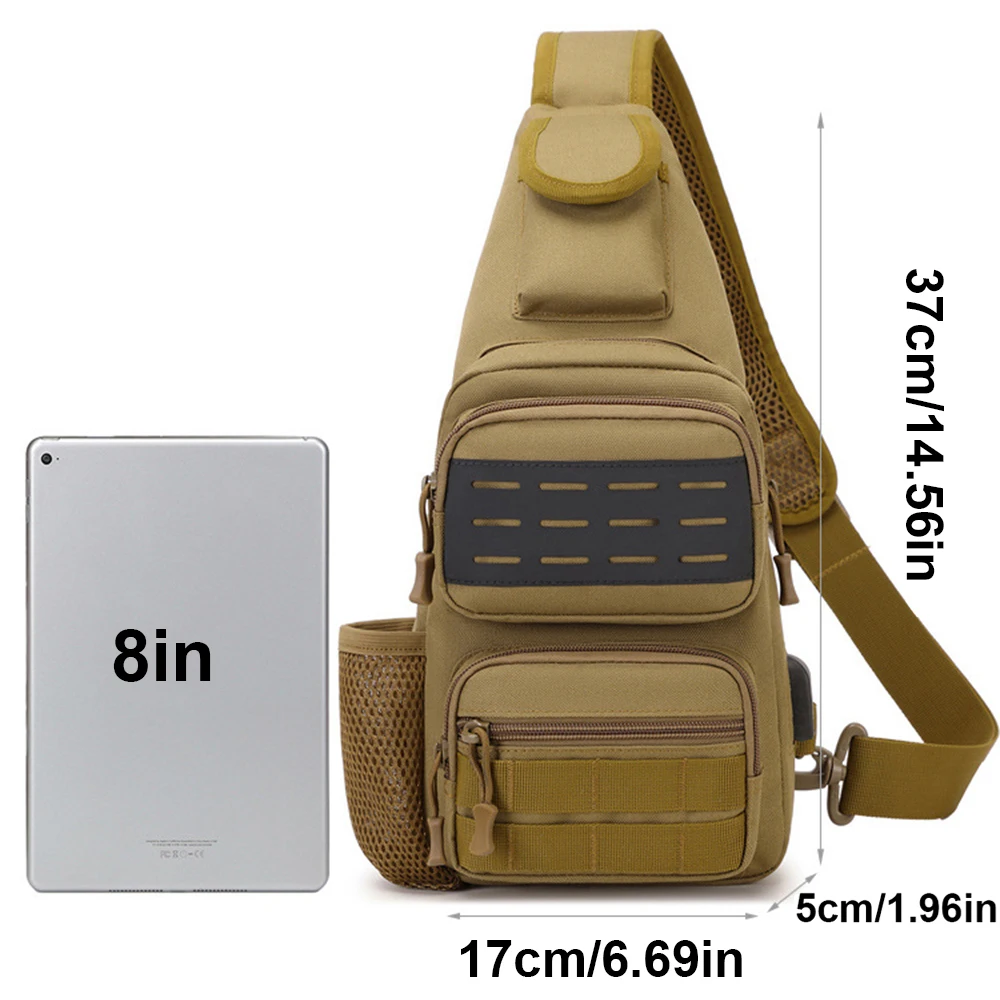 Bolsa de pecho táctica USB, bolso de hombro EDC de utilidad, bolsa Molle Admin, bolsa organizadora de caza al aire libre, bandolera para hombres - imagen 5
