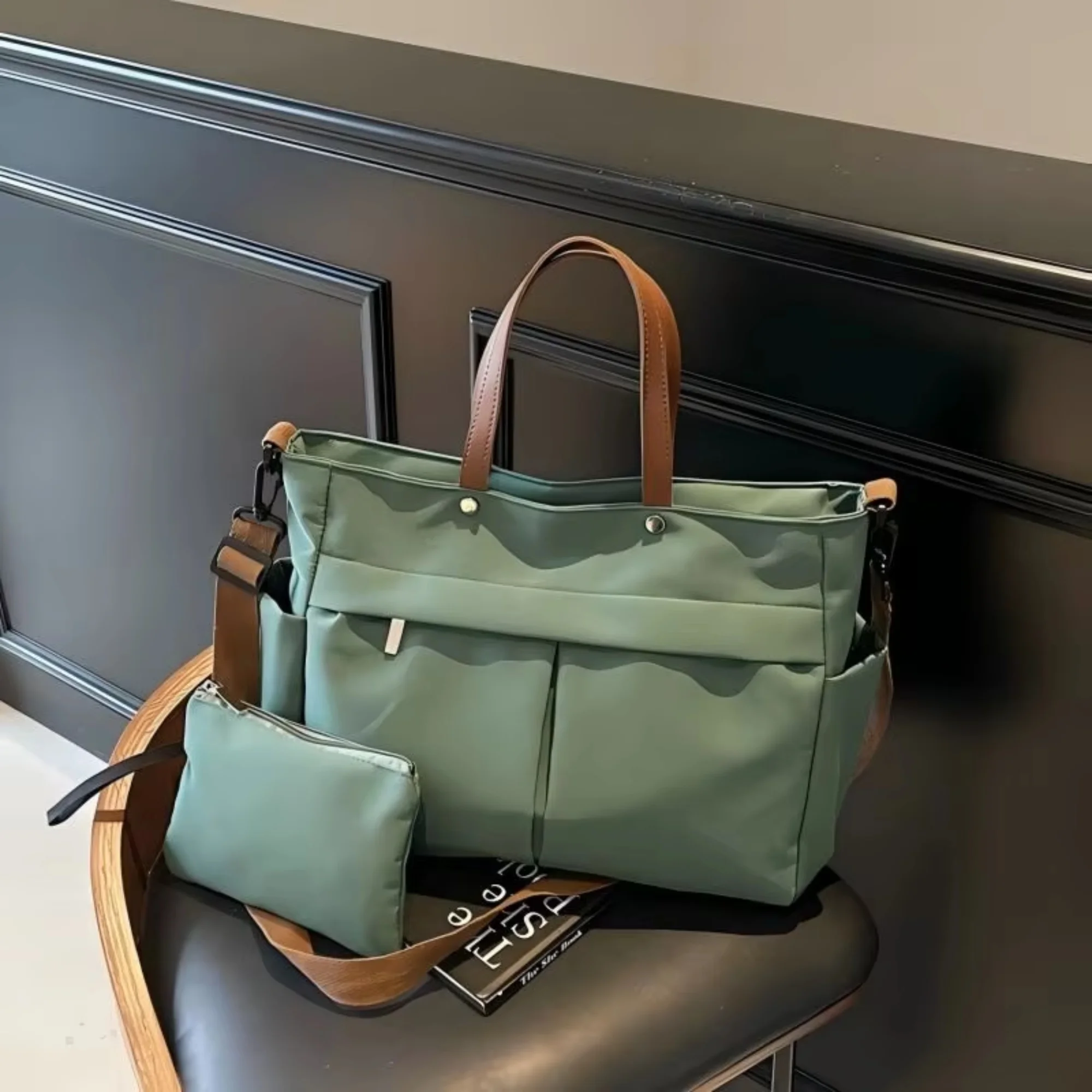 Bolsa de gimnasio para Fitness, bolso grande de hombro tipo bandolera para viajes y deportes al aire libre, bolsas de trabajo grandes para mujeres, estudiantes, bolso para ordenador portátil, 2 uds. - imagen 2