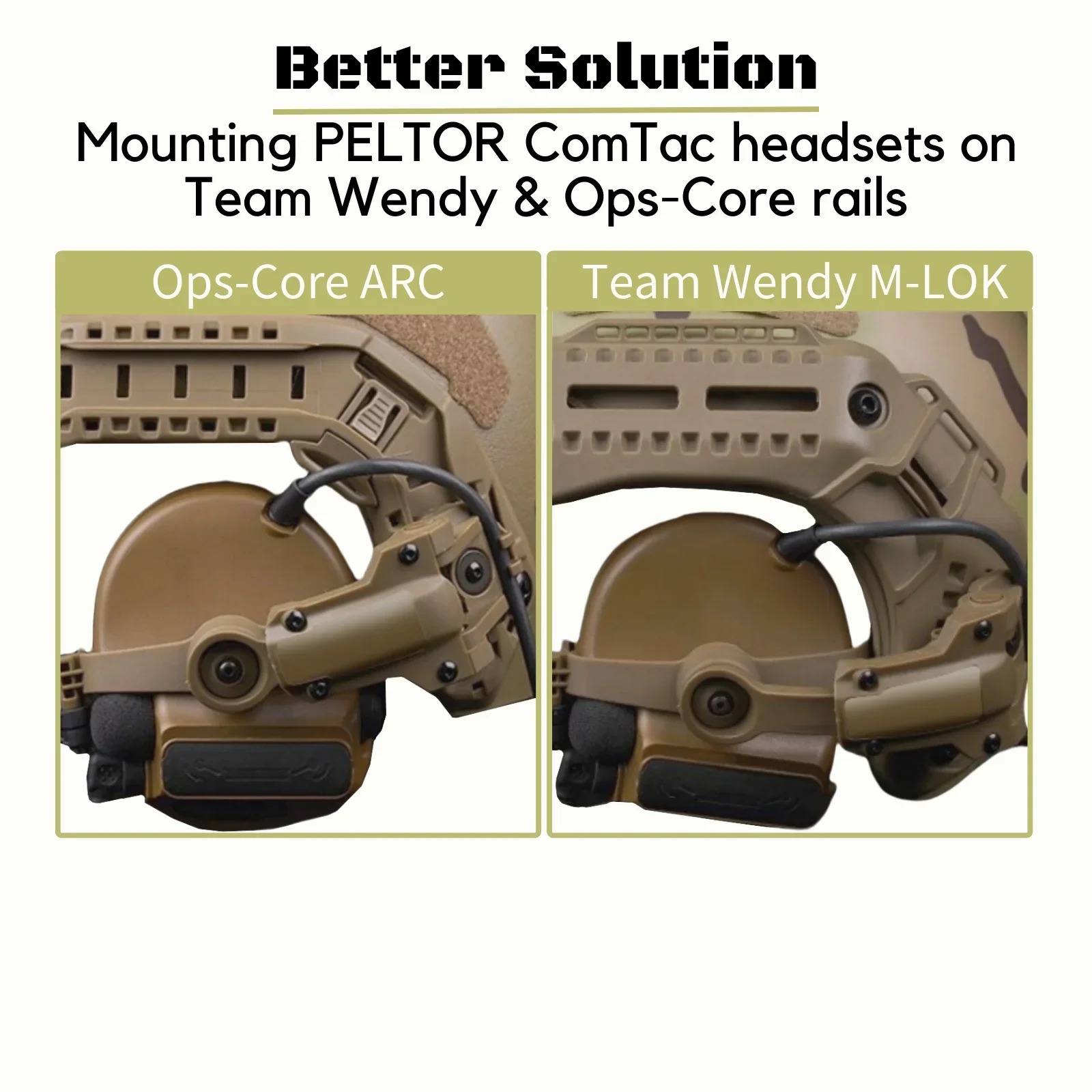 Adaptador de riel de casco para PELTOR ComTac Airsoft, accesorios de disparo, montaje de auriculares, compatible con Ops Core ARC Team Wendy MLOK Rail - imagen 3