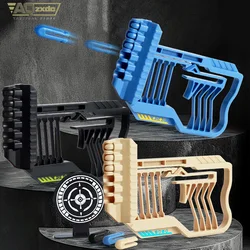 AQzxdc Mini lanzador de juguete con balas suaves y objetivo, tirador de balas suaves continuo, adecuado para disparar al aire libre, regalo de vacaciones