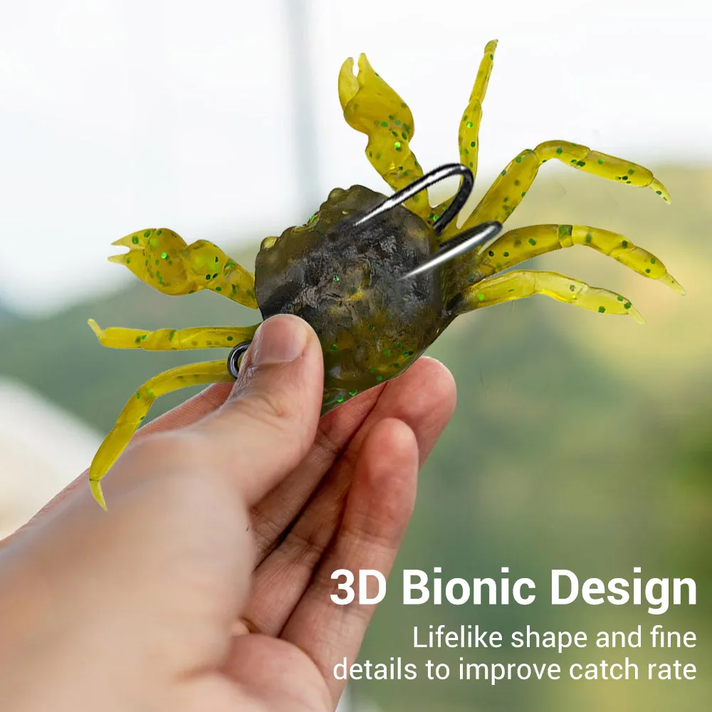 10 Uds. Cebo suave de cangrejo simulado 3D, Señuelos de Pesca artificiales de silicona con doble gancho, Swimbait de 10cm para trucha, lubina, cebo para peces - imagen 2