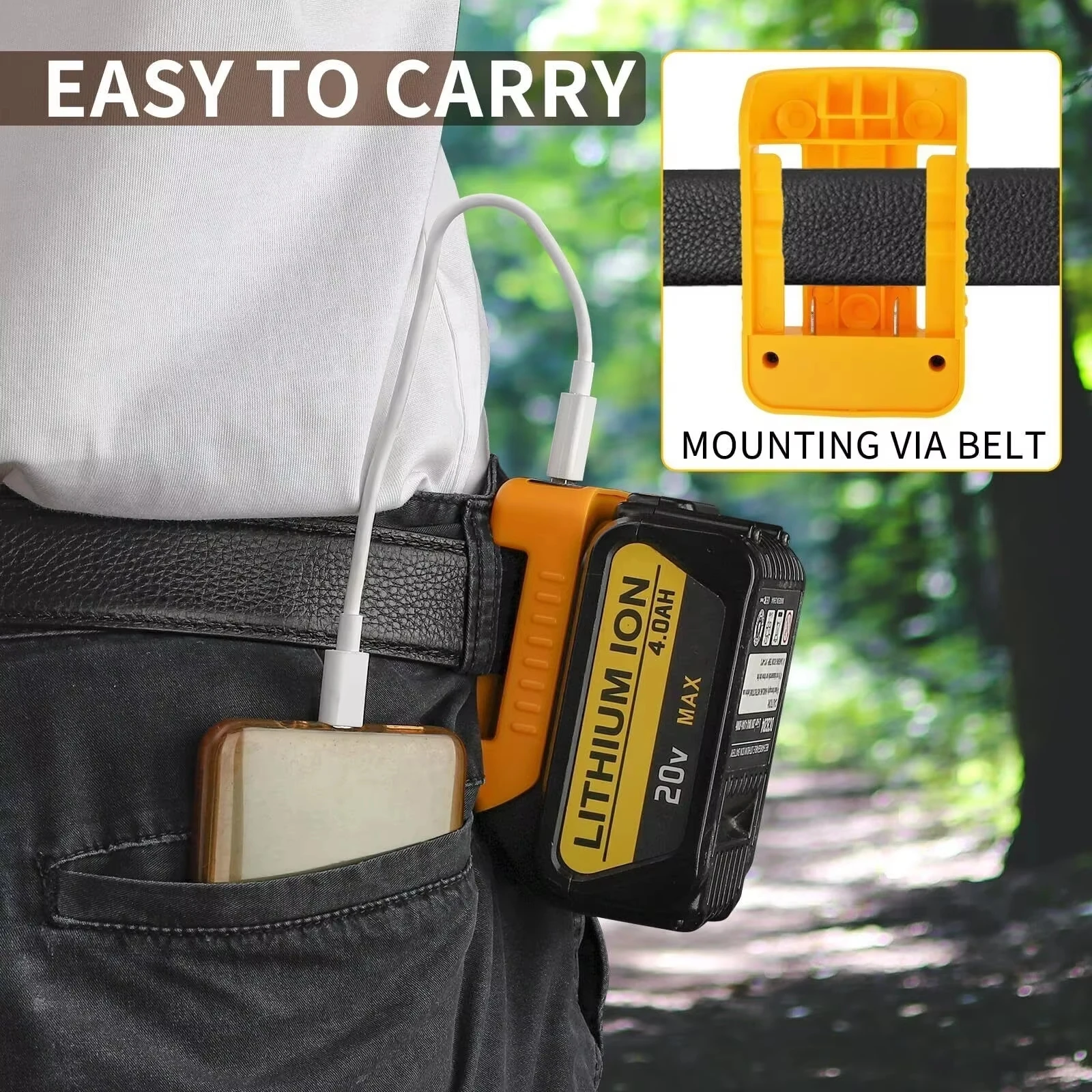 Adaptador de batería de carga inteligente Compatible con Makita/ Dewalt /Milwaukee 18V Li-ion con soporte de batería USB tipo C - imagen 4