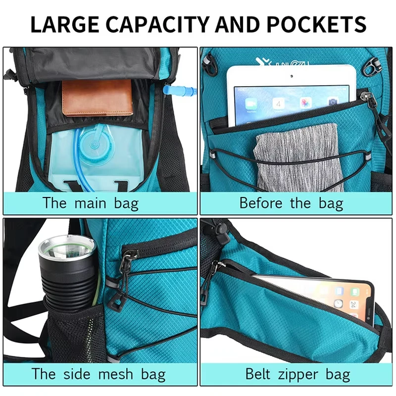 Mochila para correr y ciclismo al aire libre, bolsa para chaleco de agua de hidratación de gran capacidad, reflectante, ligera, para deportes de bicicleta, viaje - imagen 5