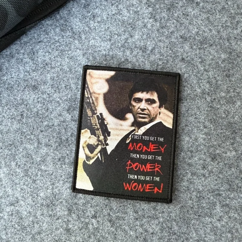 Parche táctico Scarface, insignia de moral con gancho y bucle, parches militares para chaleco, mochila - imagen 4