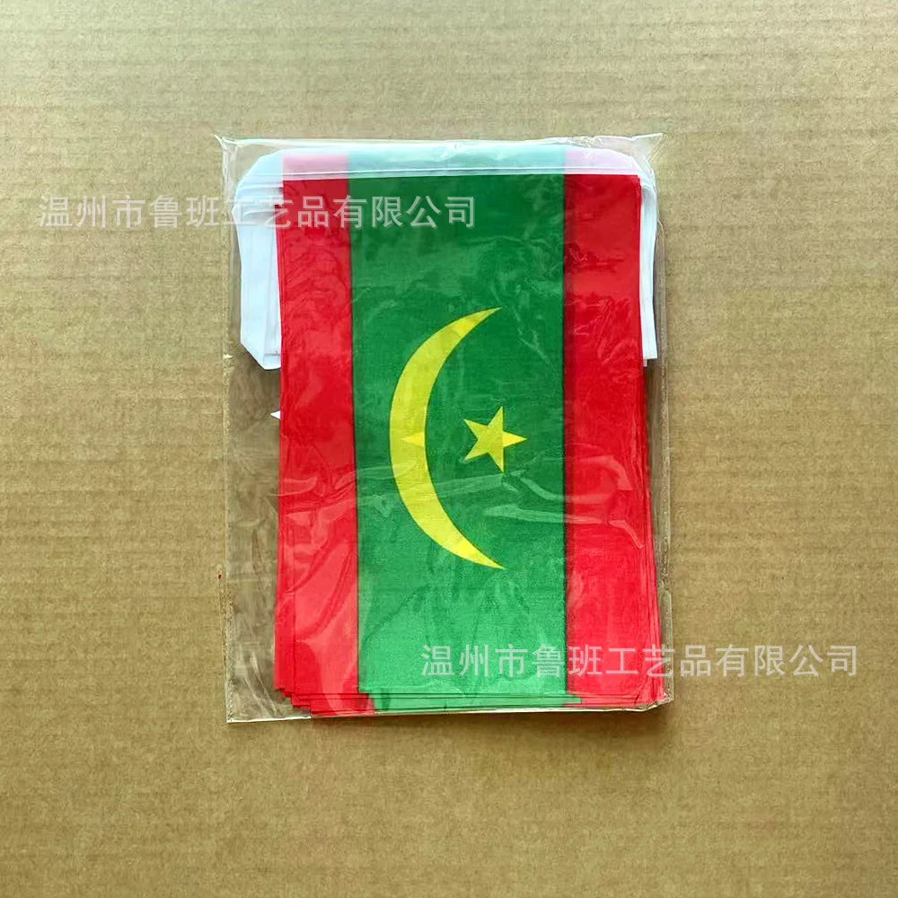 Banderines SKY BANDERA Mauritania 14x21cm 20 unids/lote banderas de cuerda Mauritania banderín Banner para decoración de fiesta Festival - imagen 2