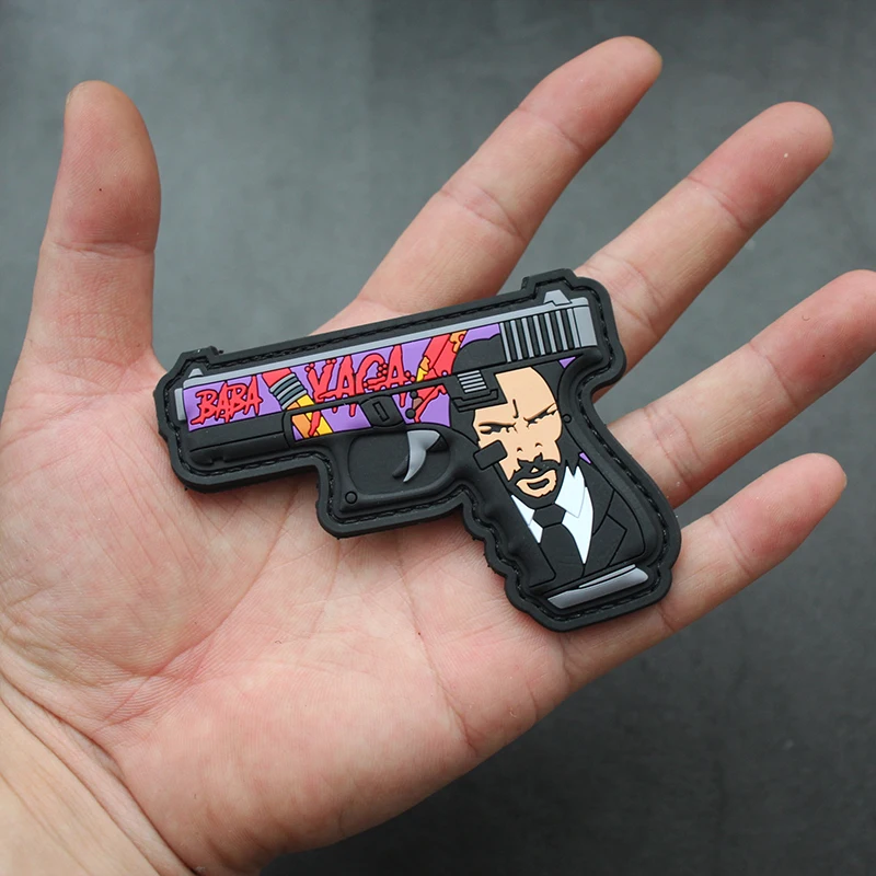 BABAYAGA-arma de lápiz, parche de goma de PVC 3D, te mirando a Dios, insignias de brazalete táctico para ropa, mochila, chaleco - imagen 4