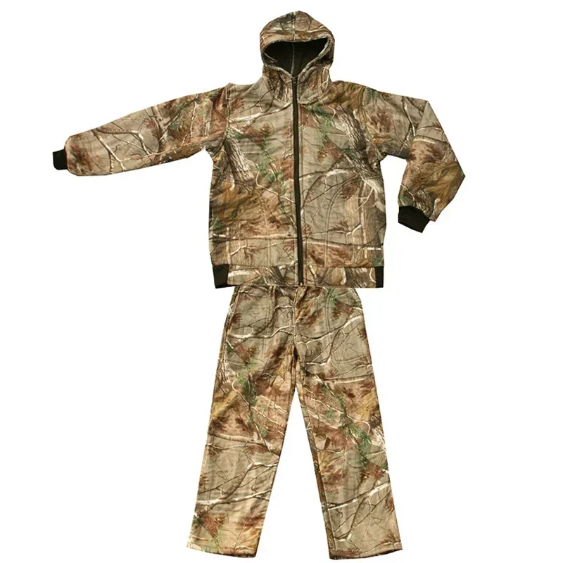 Invierno grueso forro polar camuflaje biónico caza al aire libre táctico senderismo ropa Ghillie traje chaqueta pantalones - imagen 2