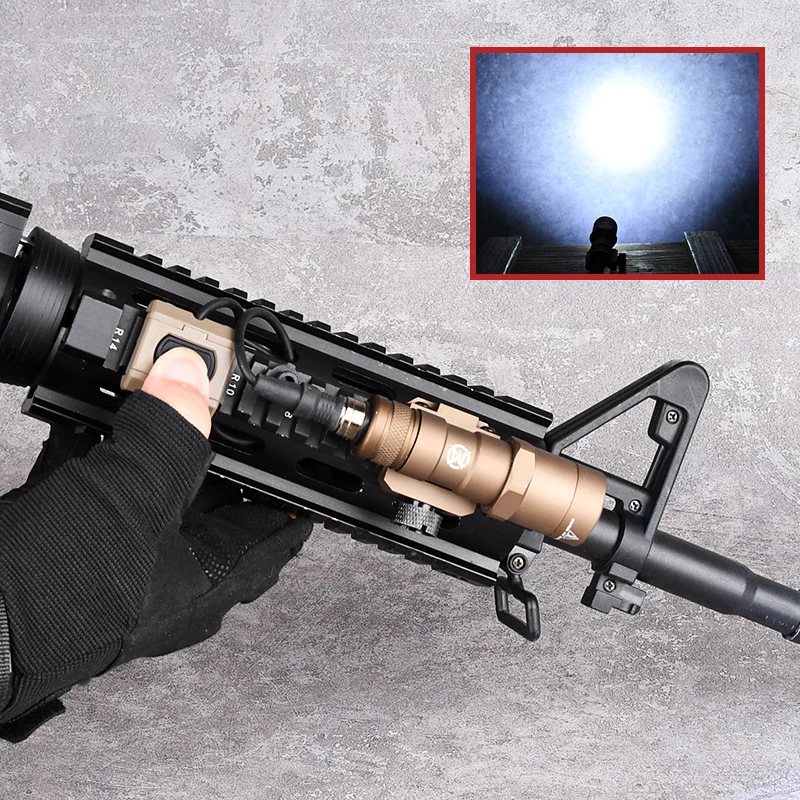 WADSN-linterna táctica de Metal M300B, juego de luces de explorador Modbutton de 450LM con riel Picatinny de 20mm para accesorios Airsoft, luz de pistola - imagen 4