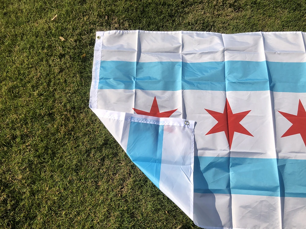 SKY FLAG Bandera de Chicago 90x150cm Bandera del Estado de EE. UU. para decoración del hogar Banner colgante de poliéster - imagen 4