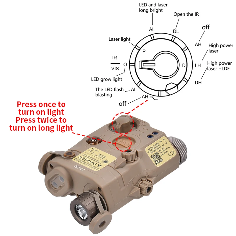 AN PEQ15 peq15 punto rojo verde IR puntero láser linterna LED UHP visión nocturna infrarroja láser caza Airsoft accesorios de equipo - imagen 5