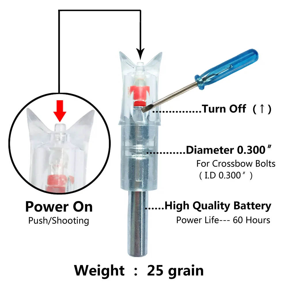 Flecha de ballesta iluminada automáticamente, 3 piezas, pernos de ballesta activados, Led, para id7.6 mm, Flecha de eje - imagen 3