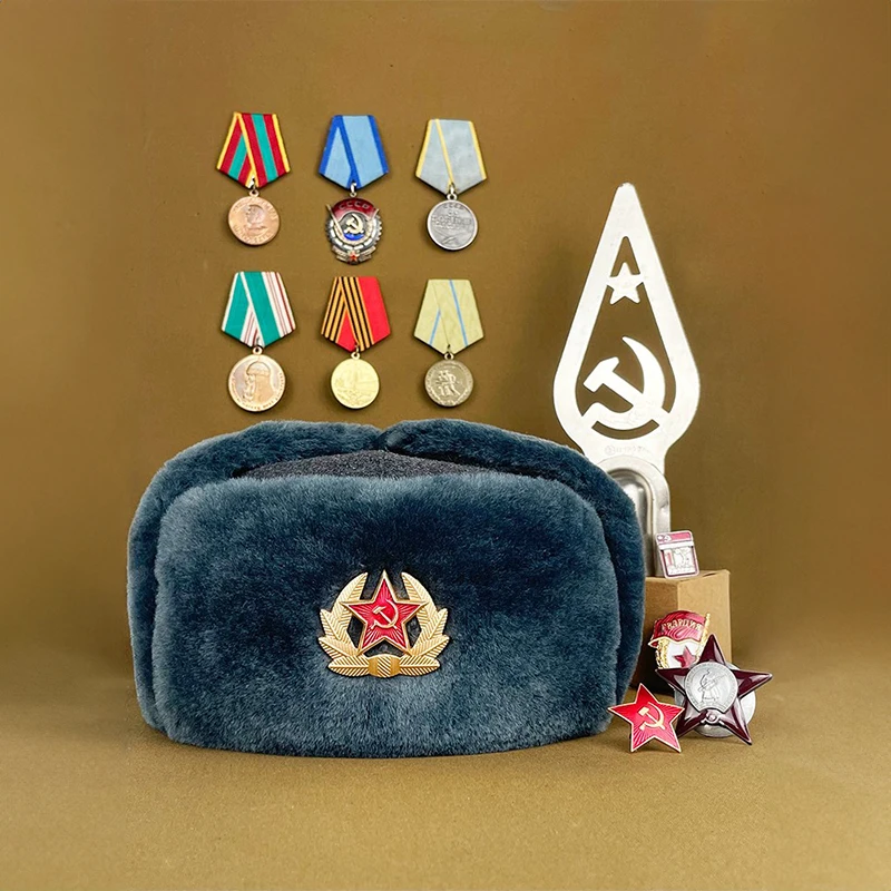 Gorro de algodón táctico suave ruso Ushaka, reproducción M69, gorro cálido para caza al aire libre, sombrero gris de invierno, gorro de Lei Feng desplumado - imagen 3