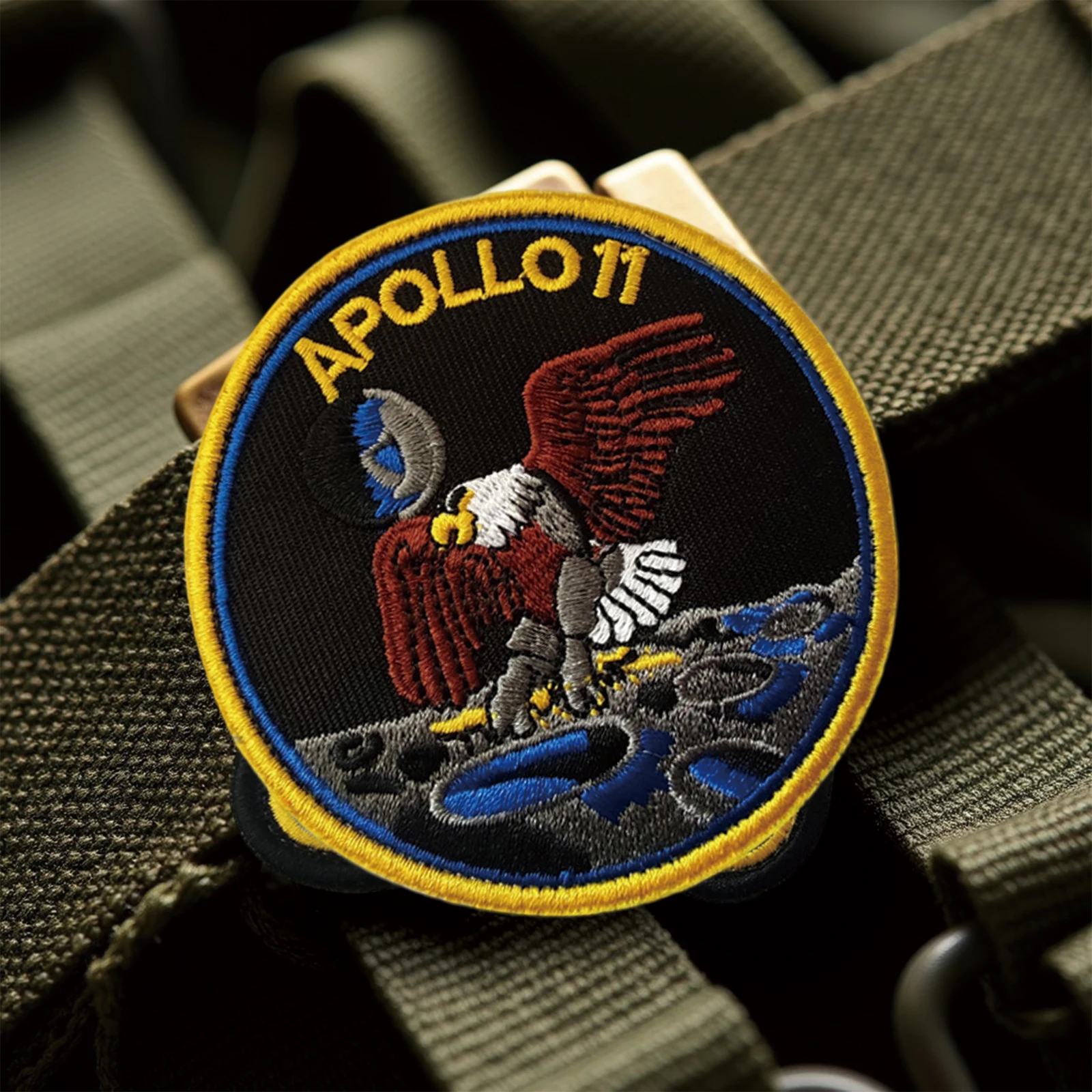Apollo 11 Eagle Landing Velcros parche divertido Meme gancho y bucle sujetador insignia bordada para mochila táctica Molle, chaqueta - imagen 4