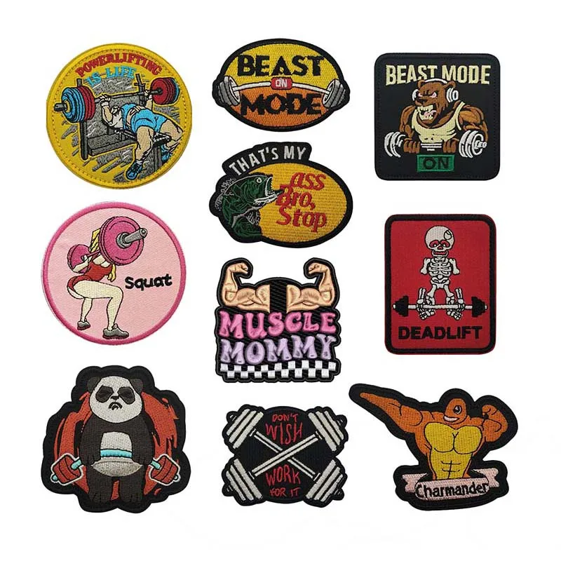 Modo de bestia, animales divertidos, mancuernas, Fitness, levantamiento de energía, parches de mochila táctica para sarga, apliques de ropa, insignia de moral bordada - imagen 2