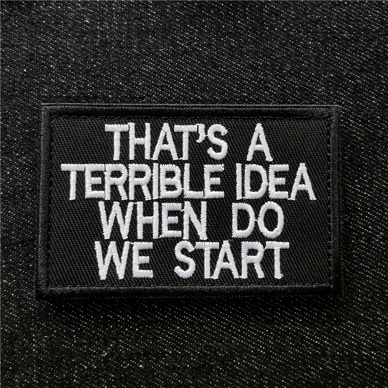 Parches bordados para ropa, pegatinas tácticas, insignias de ropa, texto en blanco y negro, rayas, bucle de gancho - imagen 5