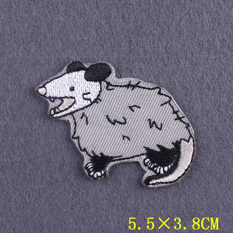 Parche divertido de Possum para planchar en la ropa, pegatinas de animales bonitos para ropa, parche bordado de dibujos animados DIY para ropa - imagen 5