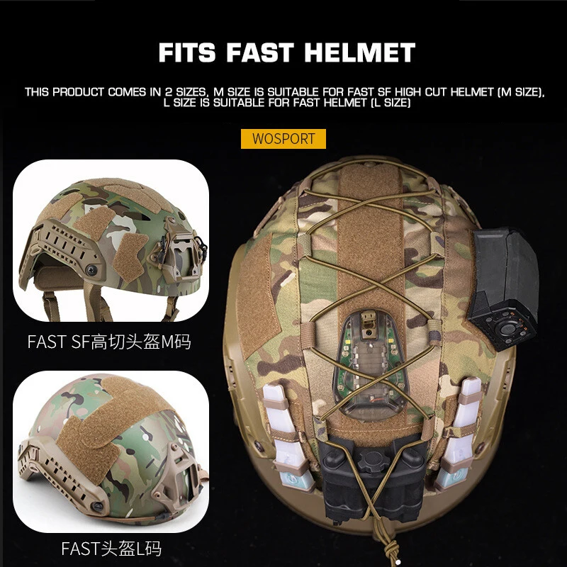 Cubierta de casco de camuflaje, casco táctico, cuerda elástica, tela para casco rápido - imagen 4