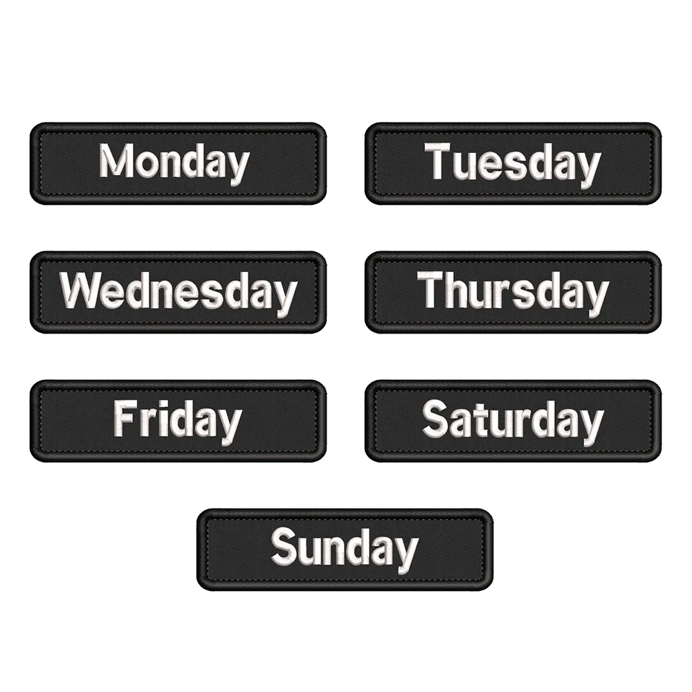 Parches bordados con personalidad de lunes a domingo para ropa, parche para mochila, zapatos deportivos de Anime, insignia con gancho y bucle