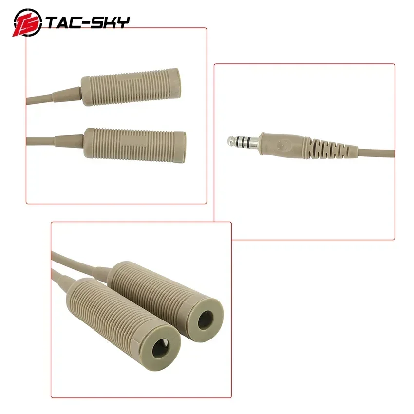 Adaptador de auriculares táctico de doble paso con cancelación de ruido, convertidor PTT, Compatible con TS TAC-SKT - imagen 4