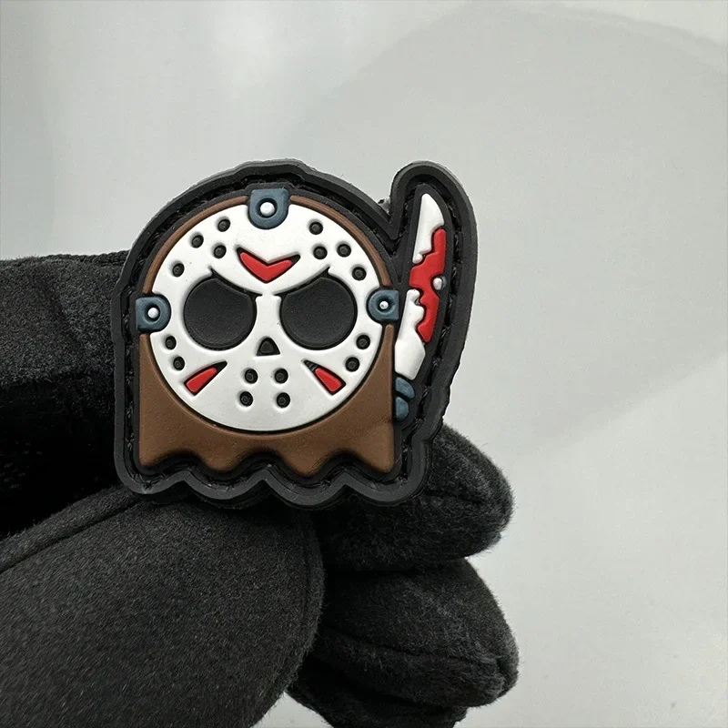 Parche táctico de dibujos animados de la serie Eating Bean, 5 piezas, PVC, Mini brazalete nostálgico de píxeles, Parche de velcro, insignia de moral, pegatinas de mochila - imagen 4