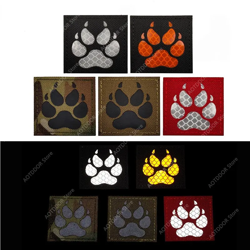 Paquete K9 de patas de perro para exteriores con insignia, parche táctico reflectante infrarrojo para patas de perro, pegatina mágica con gancho y bucle, bandera americana - imagen 4