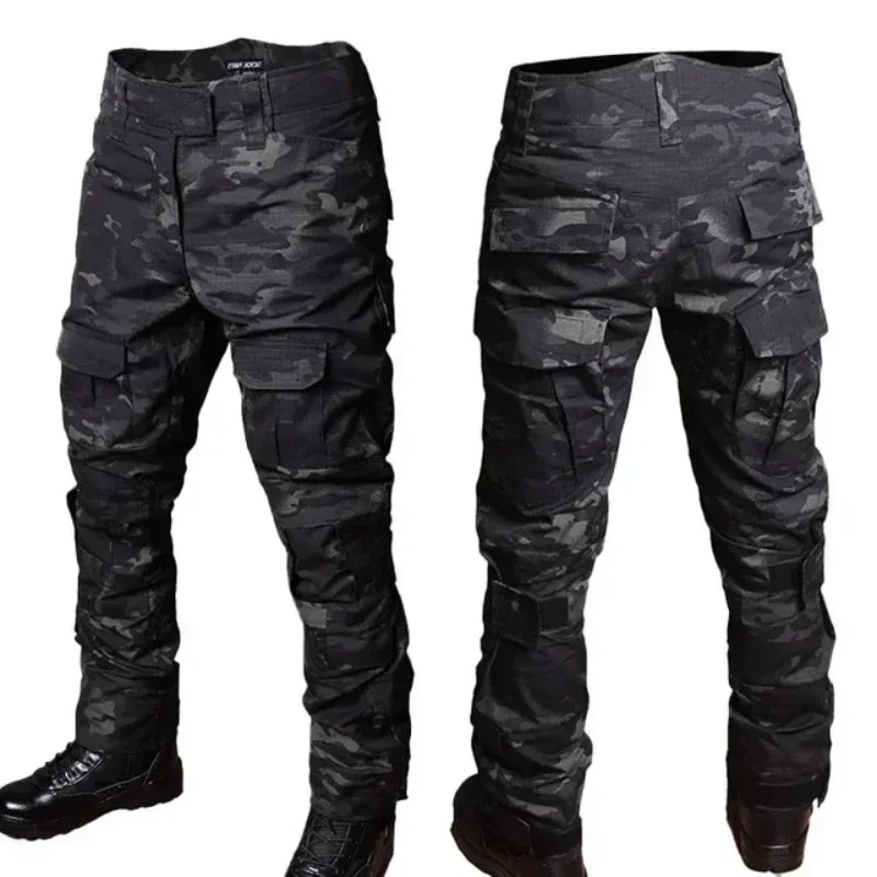 Conjunto de entrenamiento de camuflaje MCBK para exteriores, camisetas de combate con cremallera 1/4 para hombre, traje táctico elástico con múltiples bolsillos, ropa de trabajo de secado rápido, pantalones Cargo - imagen 4