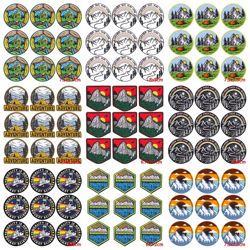 10 unids/lote parche para exteriores en el desierto parches para planchar para ropa aventura Camping parches bordados en ropa parche Fusible