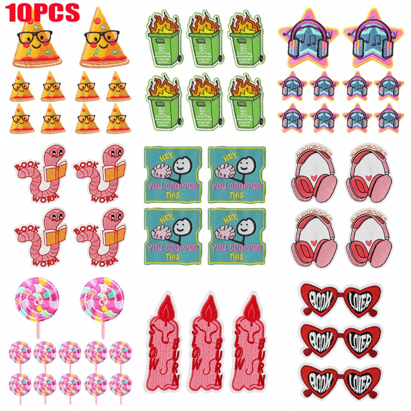 10 unids/lote parche de dibujos animados auriculares gafas parches bordados DIY parches para planchar para ropa Animal pato ganso parche insignias