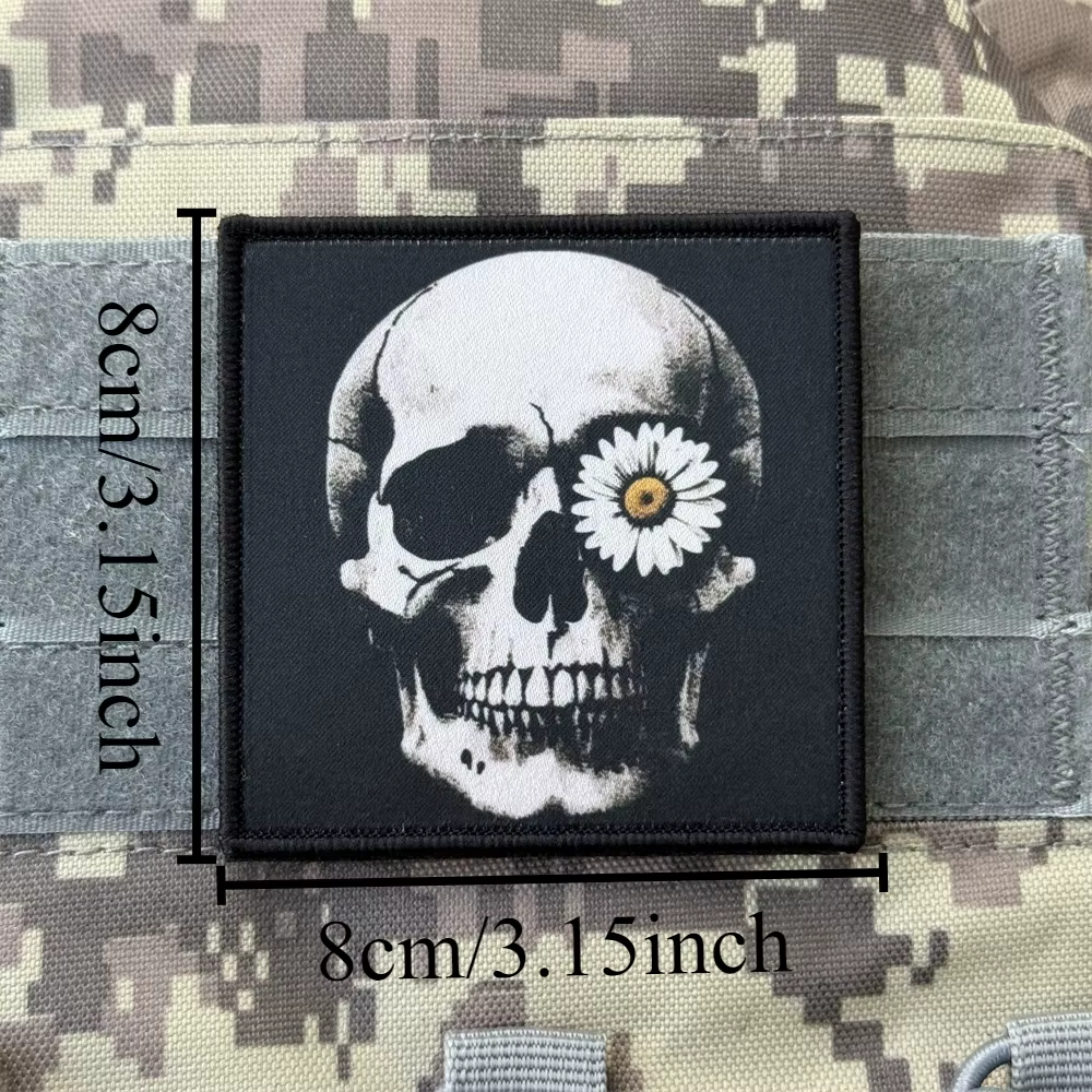 Parche táctico calavera chevron – Insignia militar velcro mochila - imagen 2