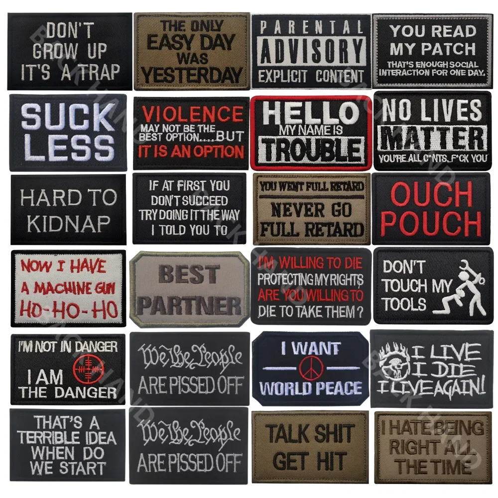 Parches divertidos con frases motivadoras del alfabeto inglés bordado, NO PAIN NO GAIN/ BE YOU, eslogan, palabras, emblema, apliques