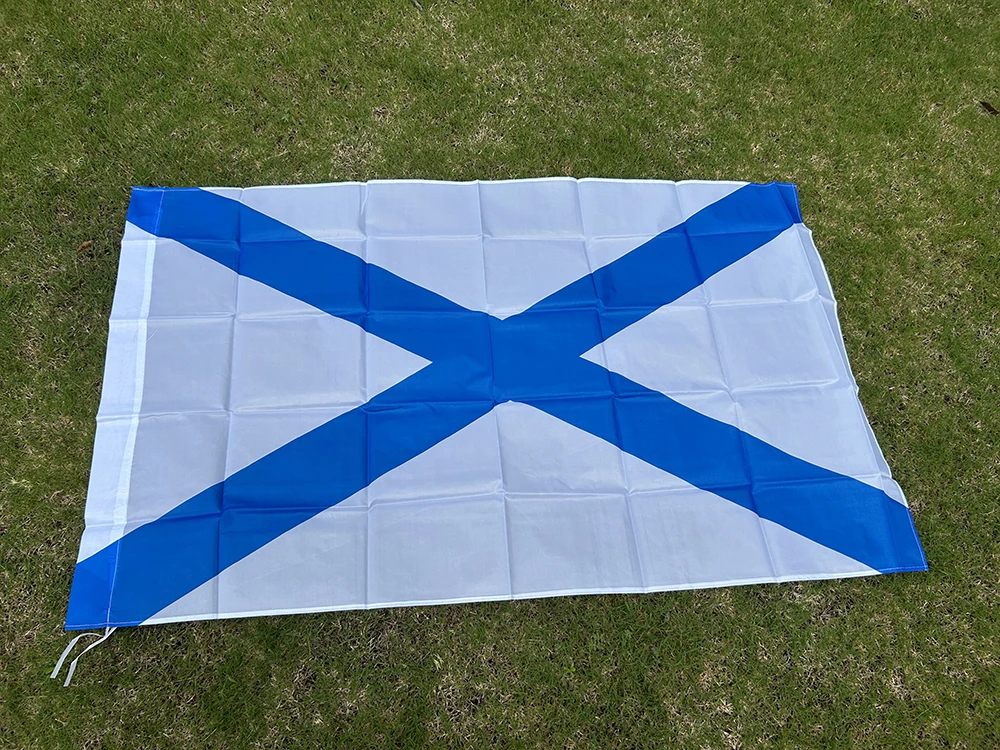 Bandera de SKY bandera de Rusia 90X150CM poliéster ejército ruso militar cuerpo marino saint andrew Andreevskiy saltire bandera de la Marina - imagen 2