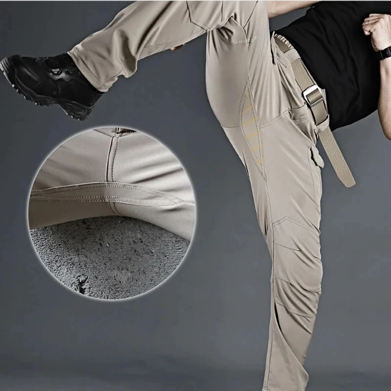 Pantalones Cargo tácticos elásticos para exteriores, pantalón informal resistente al agua con múltiples bolsillos, ideal para senderismo y trabajo, novedad de otoño - imagen 3