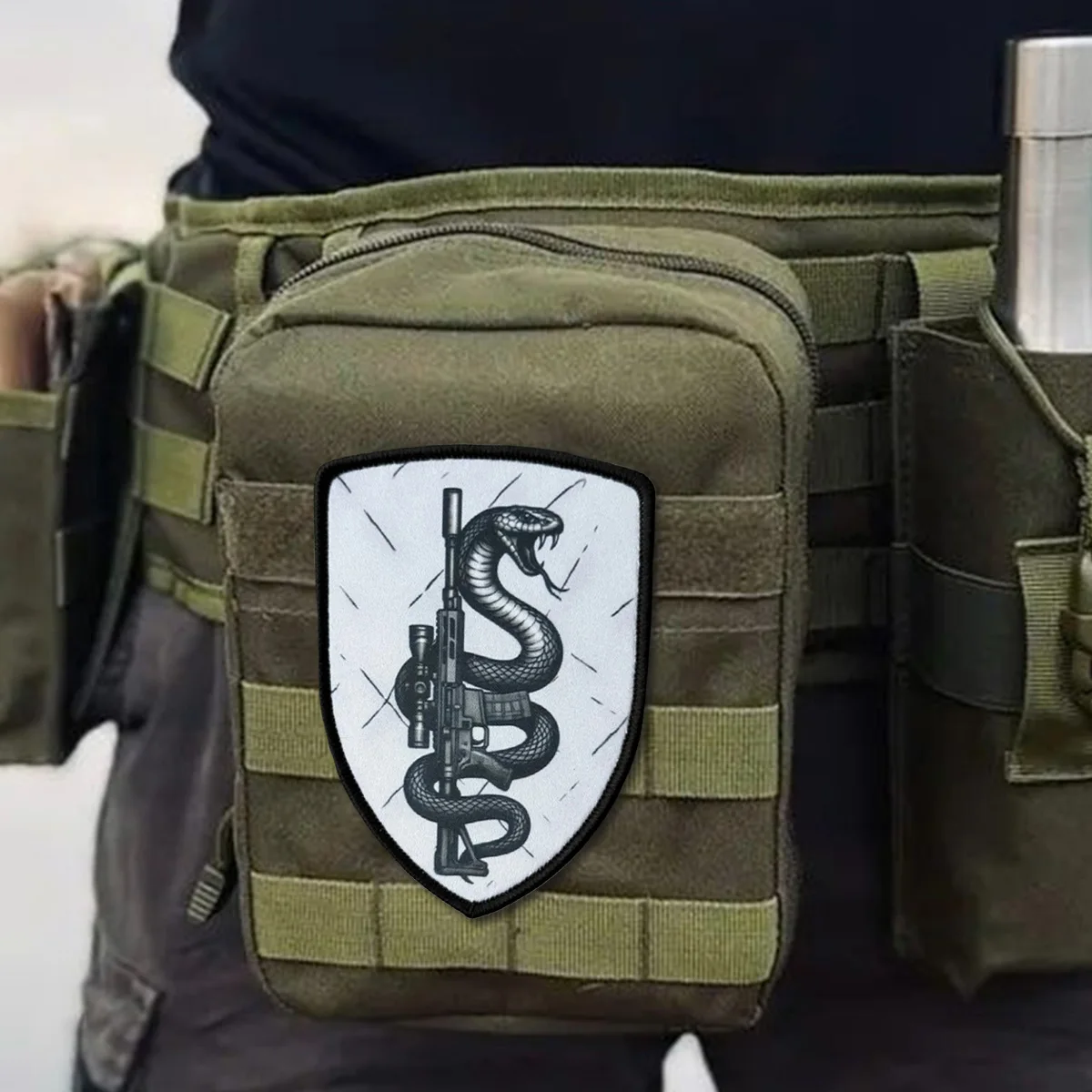 Parche táctico de serpiente "Sniper", parches de gancho y bucle, insignia de moral de Chevron, brazalete del ejército militar, pegatinas para mochila - imagen 5