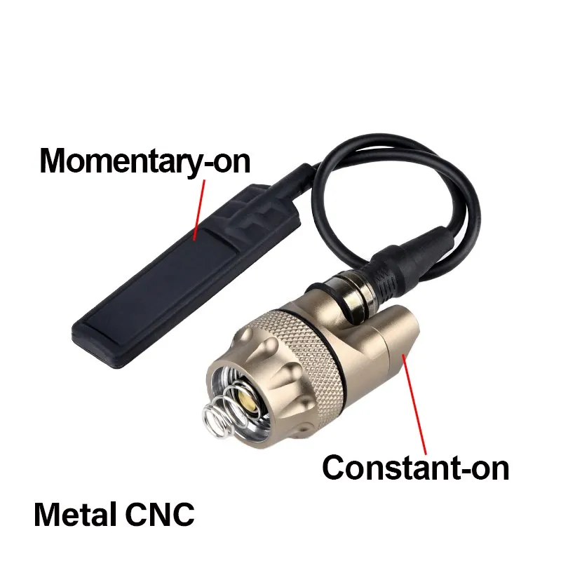 WADSN interruptor de tapa trasera de linterna M300 M600, Airsoft M300C, foco de caza Surfire, tapa final de Metal, interruptor de presión de doble función - imagen 3