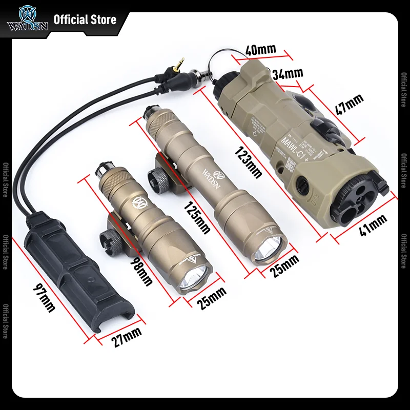 WADSN-Láser MAWL táctico, rojo, verde, azul, IR, luz de relleno SF M300A/M600C, linterna, interruptor de presión doble, luz de caza - imagen 3