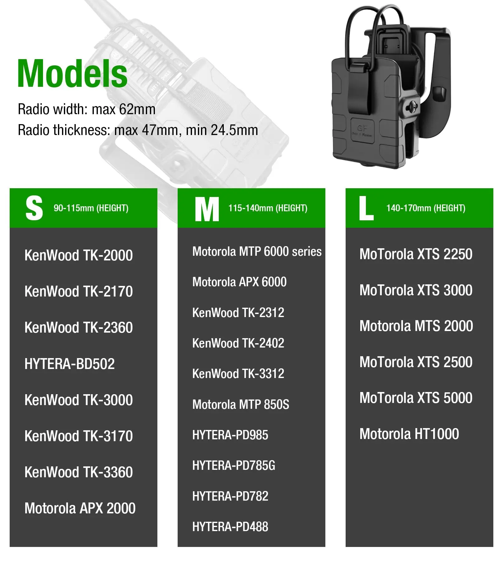Funda para radio Motorola Kenwood HYTERA ajustable - imagen 4