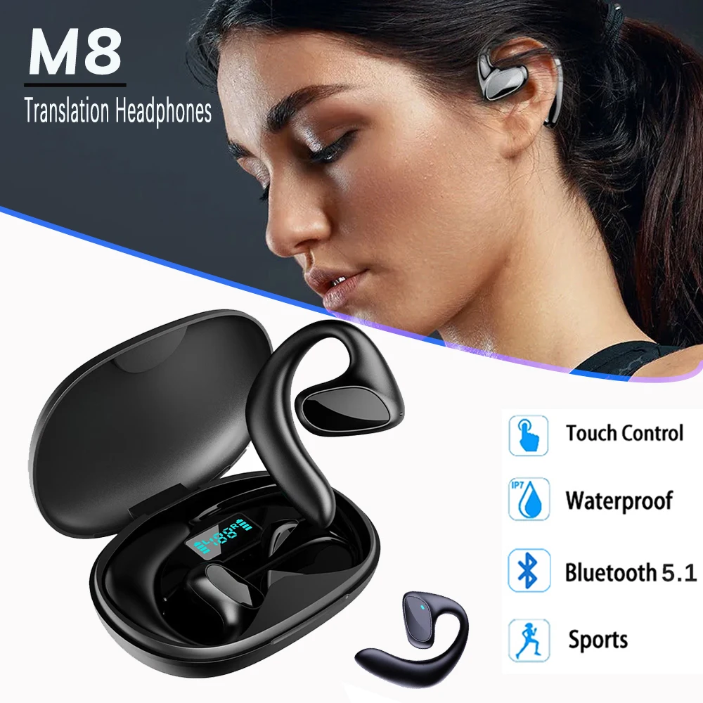 Auriculares de traducción M8 de nueva generación, traductor portátil de 107 idiomas, traductor inteligente en tiempo Real