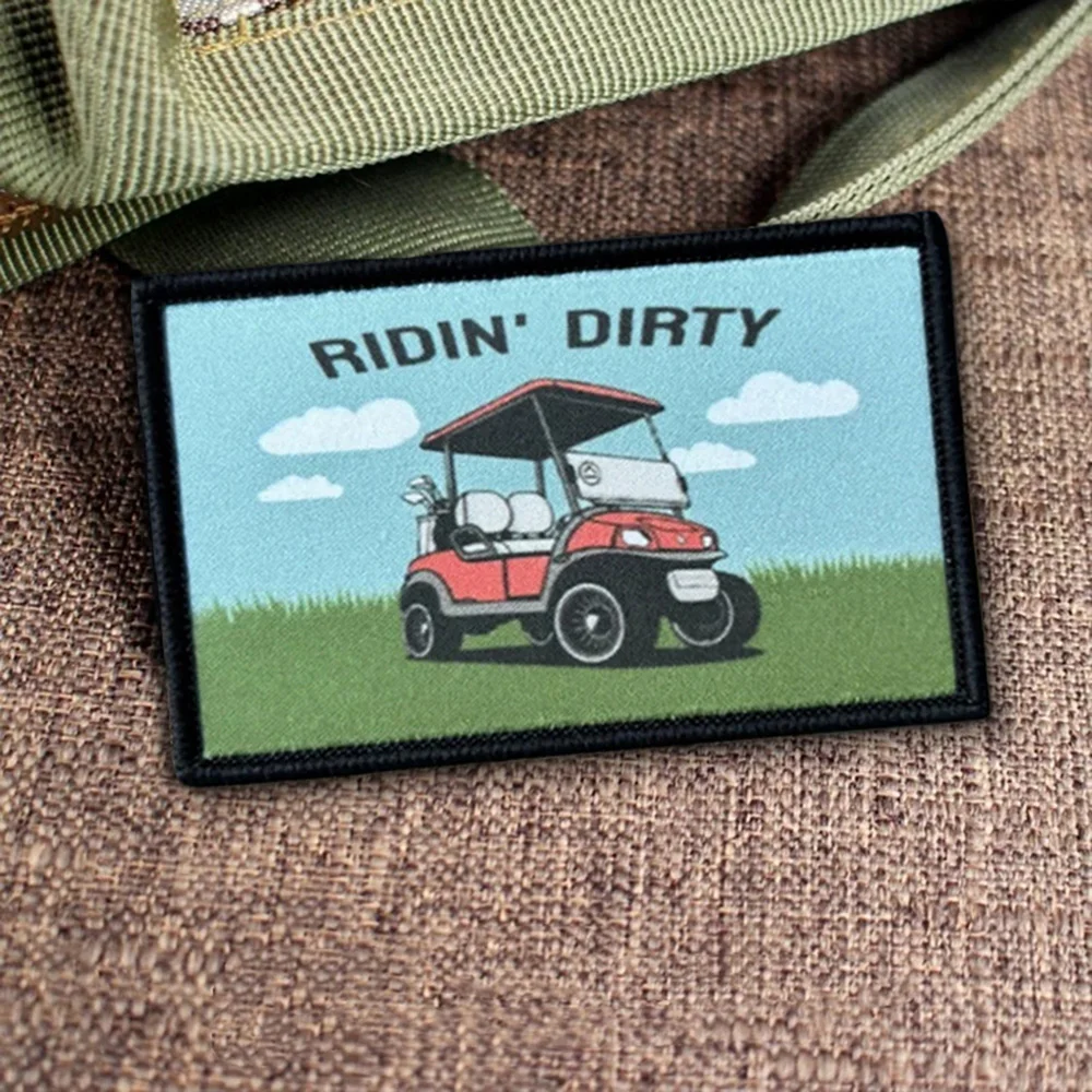 Parche táctico para coche RIDIN' DIRTY, parches de gancho y bucle, insignia de moral militar, brazalete del ejército, pegatinas para mochila - imagen 3