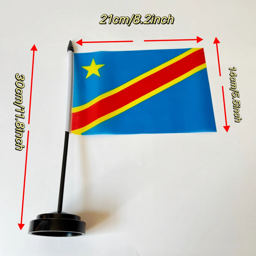 Bandera de escritorio de oficina de 14x21cm, bandera del Congo, bandera colgante nacional de la República del Congo, pancarta colgante estándar - imagen 3