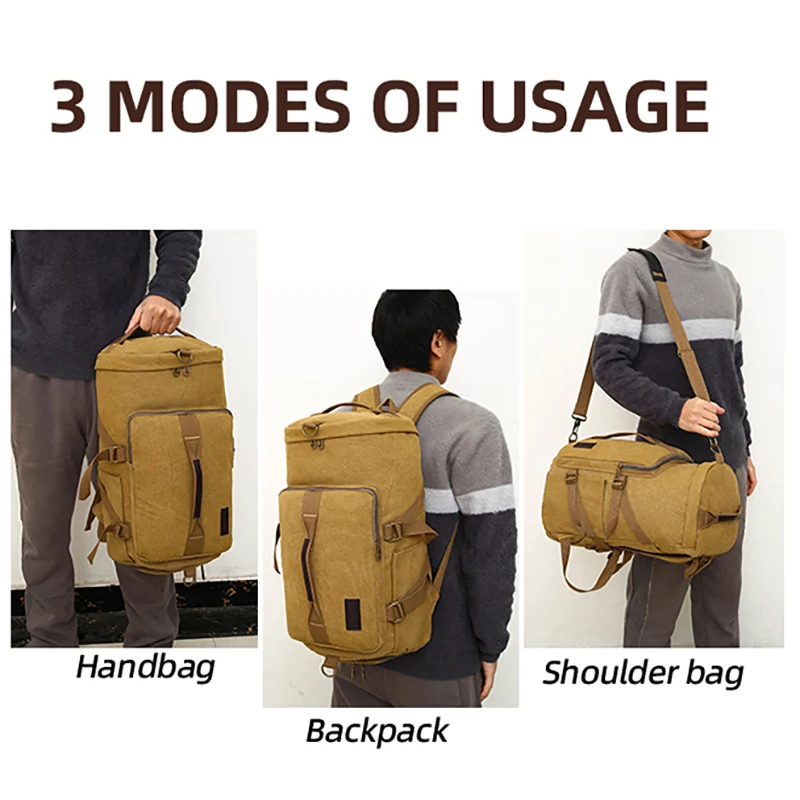 Bolso de viaje grande de lona para hombre, mochila de gimnasio para montañismo, bolso de cubo para equipaje masculino, bolsos de hombro para acampar, bolso de mano para mujer - imagen 4