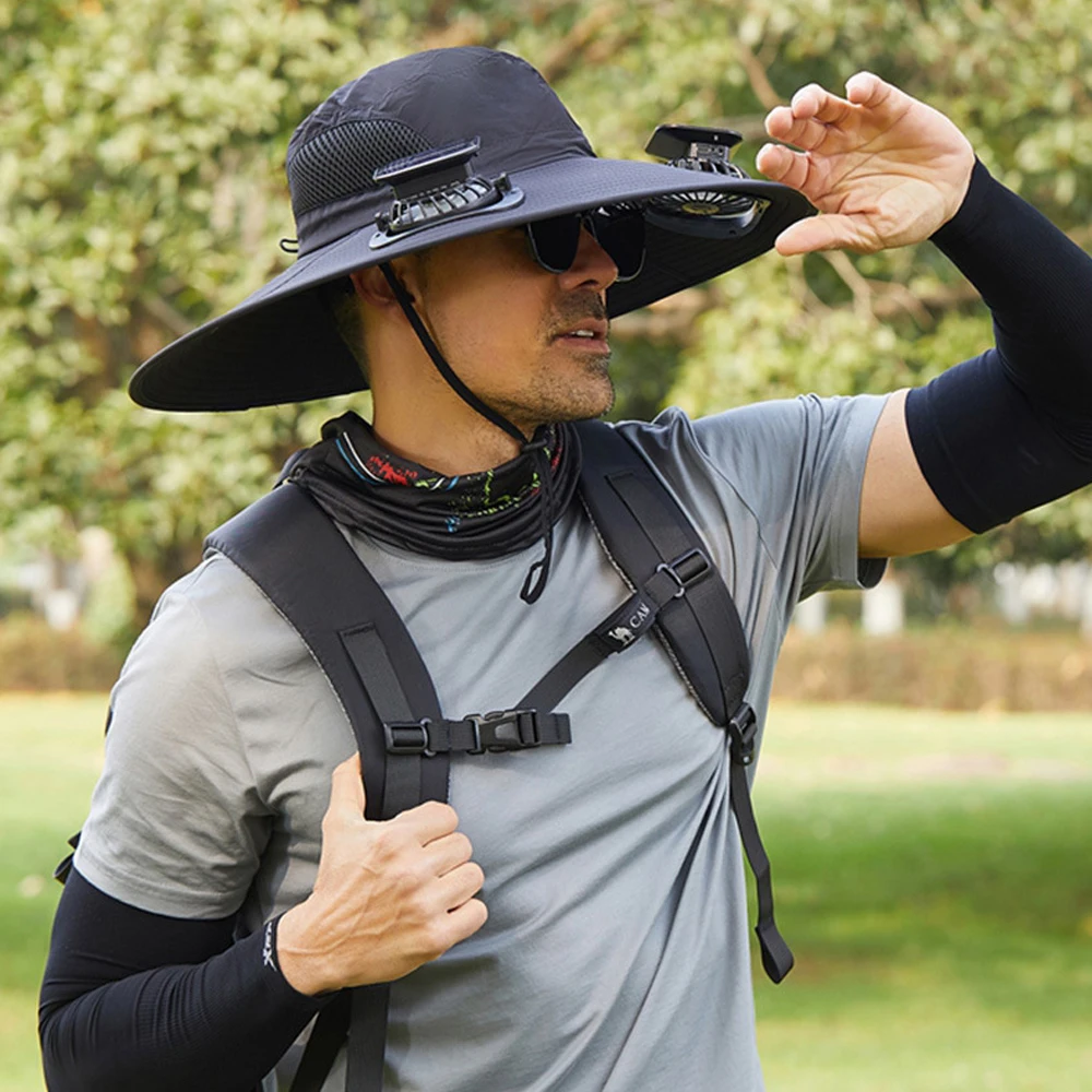 Gorra solar con doble ventilador frontal para actividades al aire libre