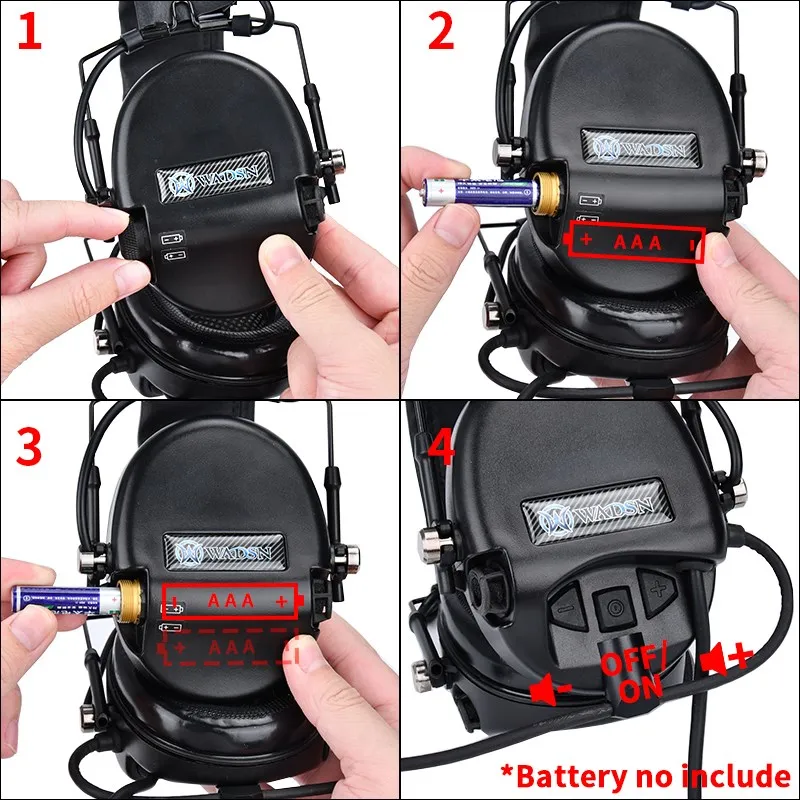 WADSN Sordin-auriculares tácticos para disparar, cascos con cancelación activa de ruido, auriculares militares de nivel de té, enchufe U94 PTT Kenwood - imagen 3