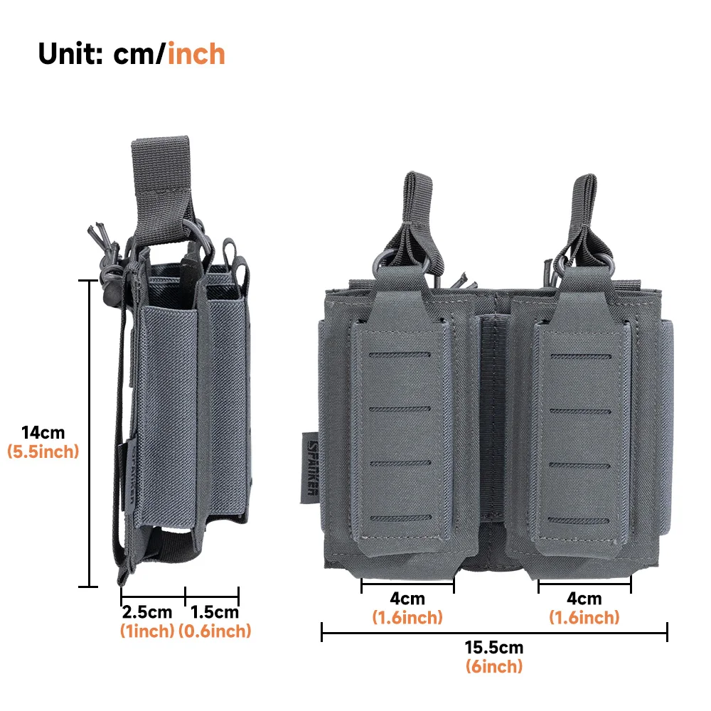 Bolsa individual doble Mag, bolsas con tapa abierta para Rifle, bolsas para revistas de pistola para mochila M4 M16 AK Molle, equipo Airsoft - imagen 4