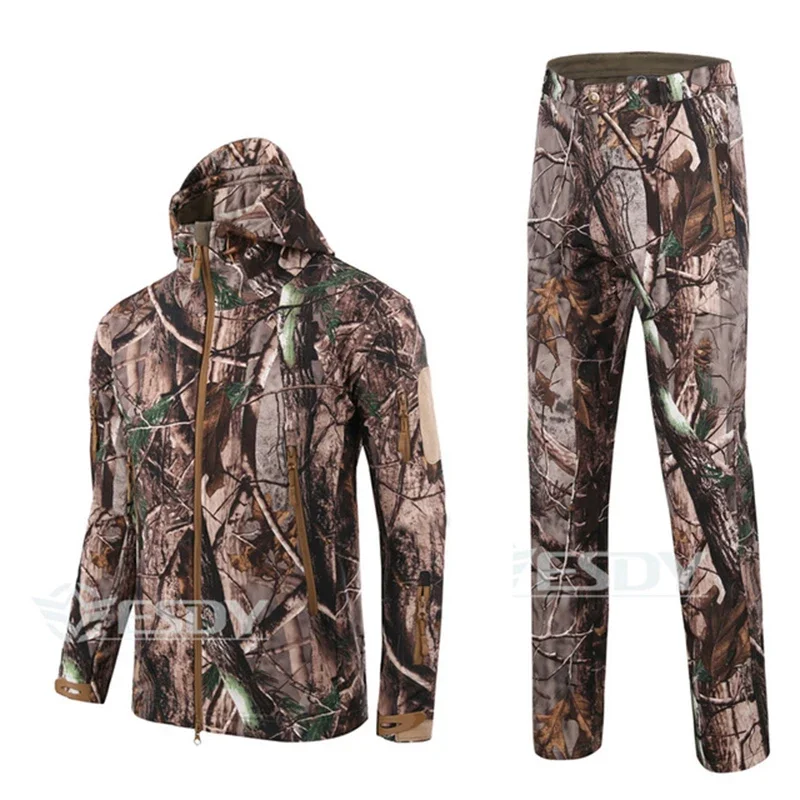 TAD-traje táctico para hombre, chaqueta impermeable con capucha y pantalones, ropa de camuflaje para caza, senderismo, pesca y explorar, piel de tiburón - imagen 2