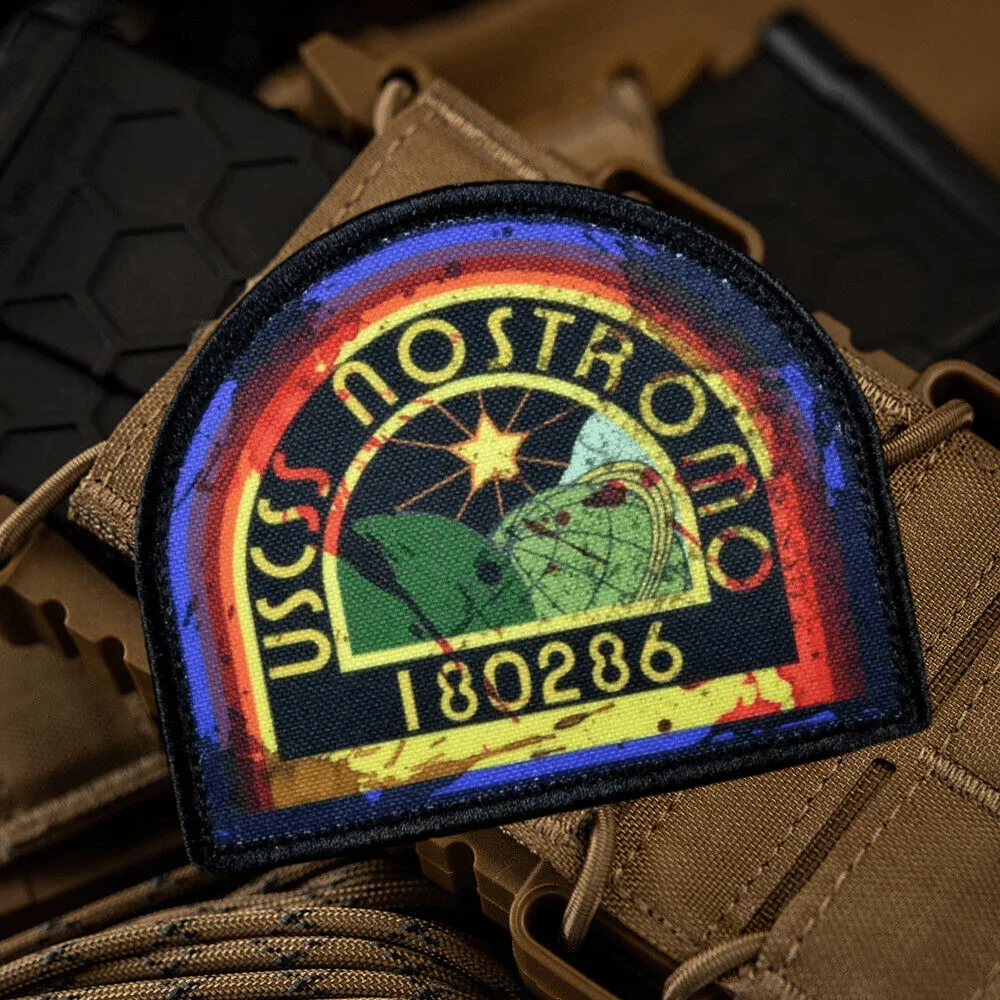 Parches de gancho y bucle con estampado de moral "USCSS NOSTROMO", parche táctico, insignia militar, brazalete, pegatinas para mochila Chevron - imagen 3