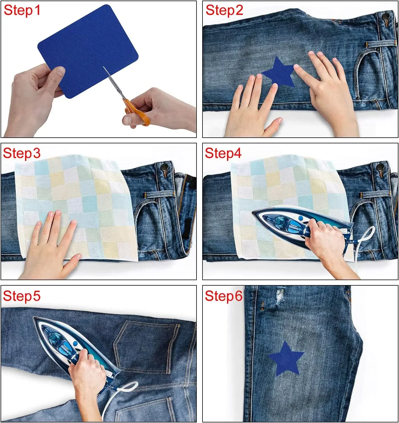 Prajna-Juego de parches para planchar para ropa, parche de reparación de pantalones vaqueros, se puede recortar, parche de reparación de ropa para el hogar, tela para coser, 20/26/30 Uds. - imagen 2