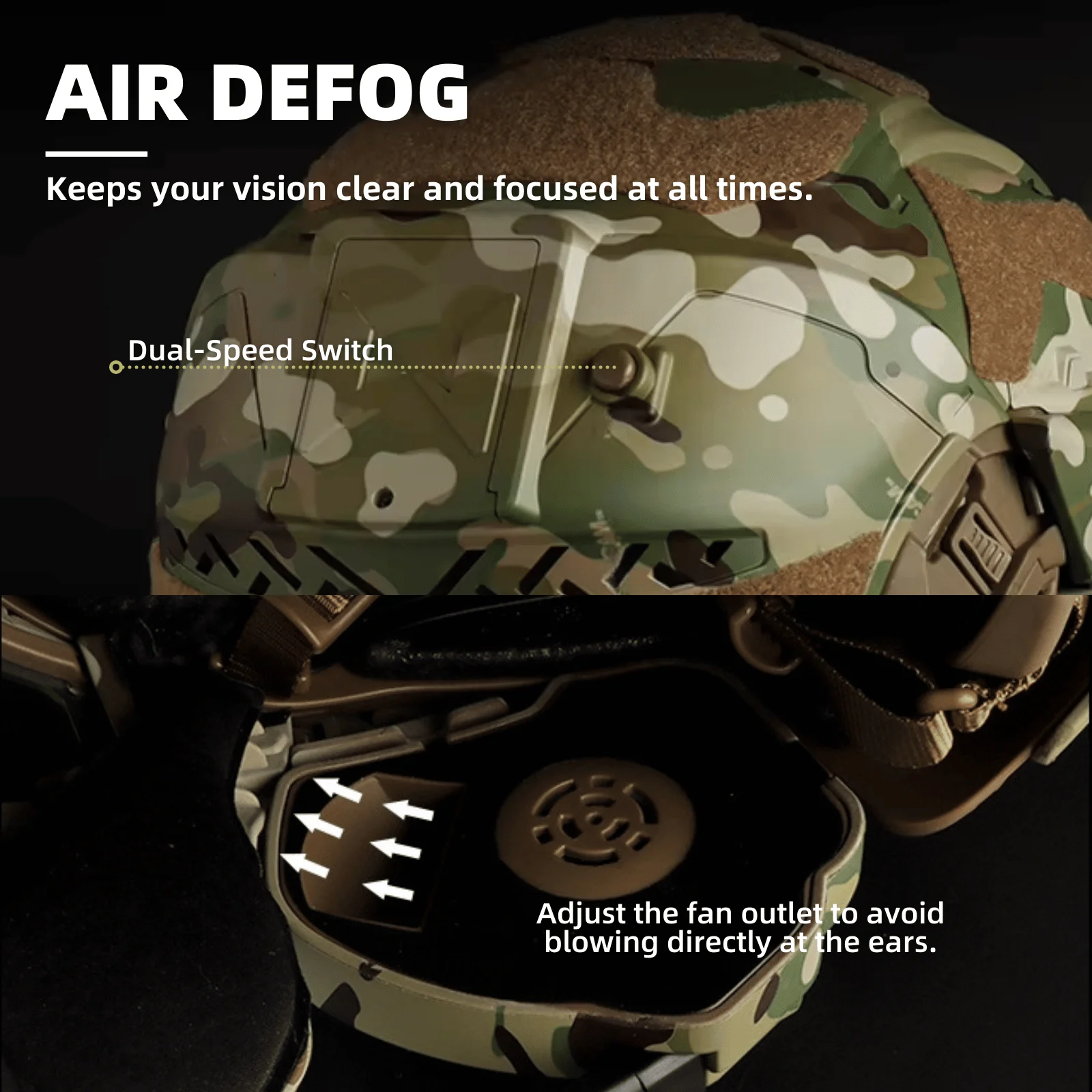 Casco Assault II Airsoft de cara completa, casco táctico con auriculares HD, ventilador antiniebla, 2 pares de lentes, máscara abatible para CS al aire libre - imagen 2