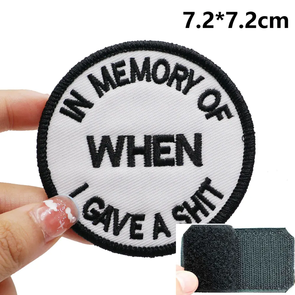 IN MEMORY OF WHEN I GAVE A SHIT parches bordados apliques etiqueta de costura punk biker Band Rock ropa insignias con gancho trasero - imagen 2